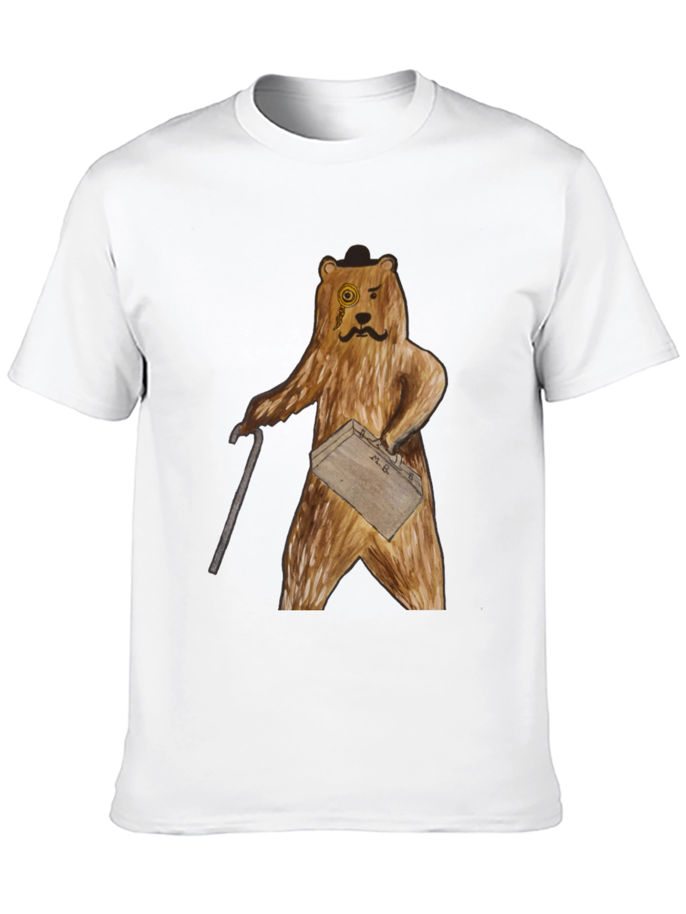 Dapper Bear T-Shirt: Monocle & Briefcase