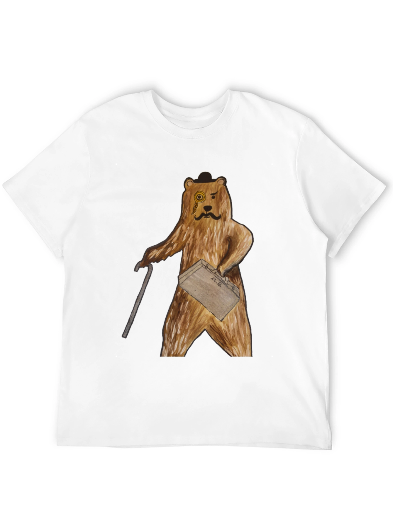 Dapper Bear T-Shirt: Monocle & Briefcase