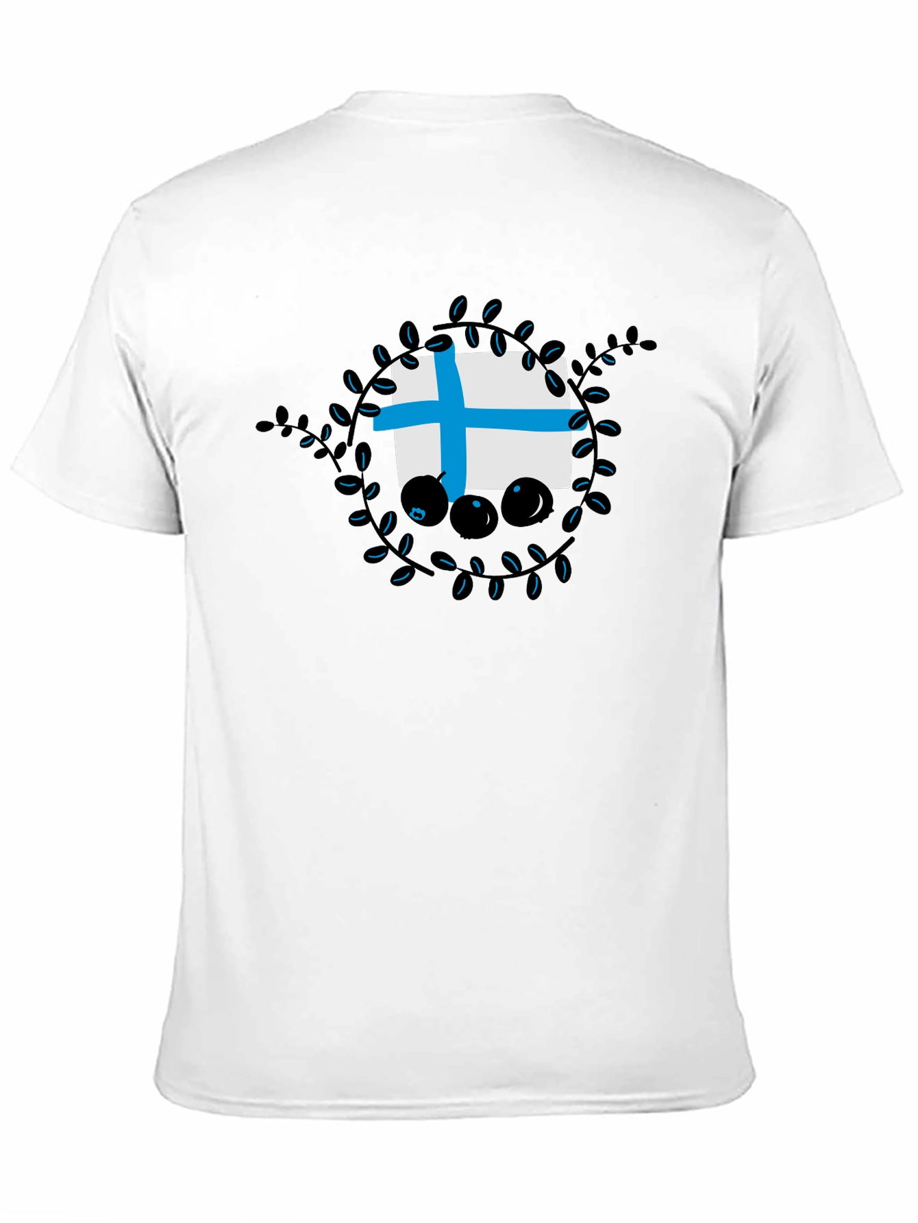 Finland Flag Blueberry Wreath Graphic T-Shirt