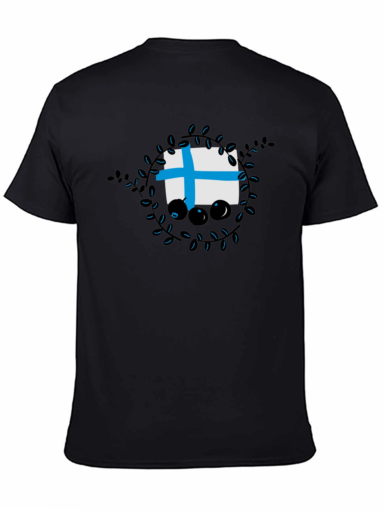 Finland Flag Blueberry Wreath Graphic T-Shirt