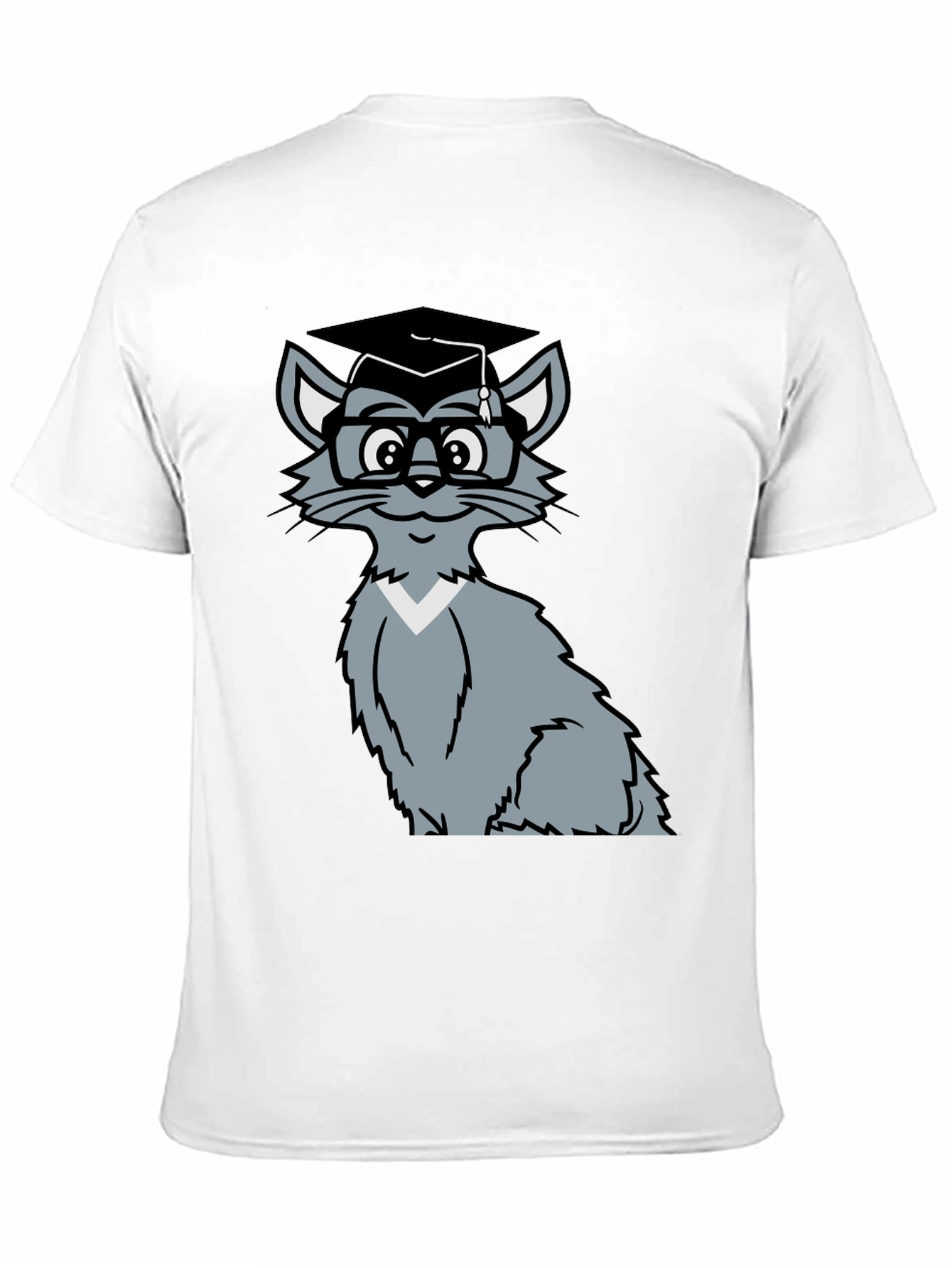 Smart Cat Graduation T-Shirt - Black Cotton Tee