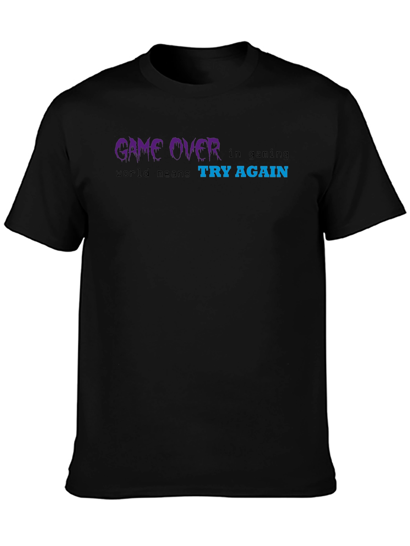 Game Over Try Again Black Graphic Tee