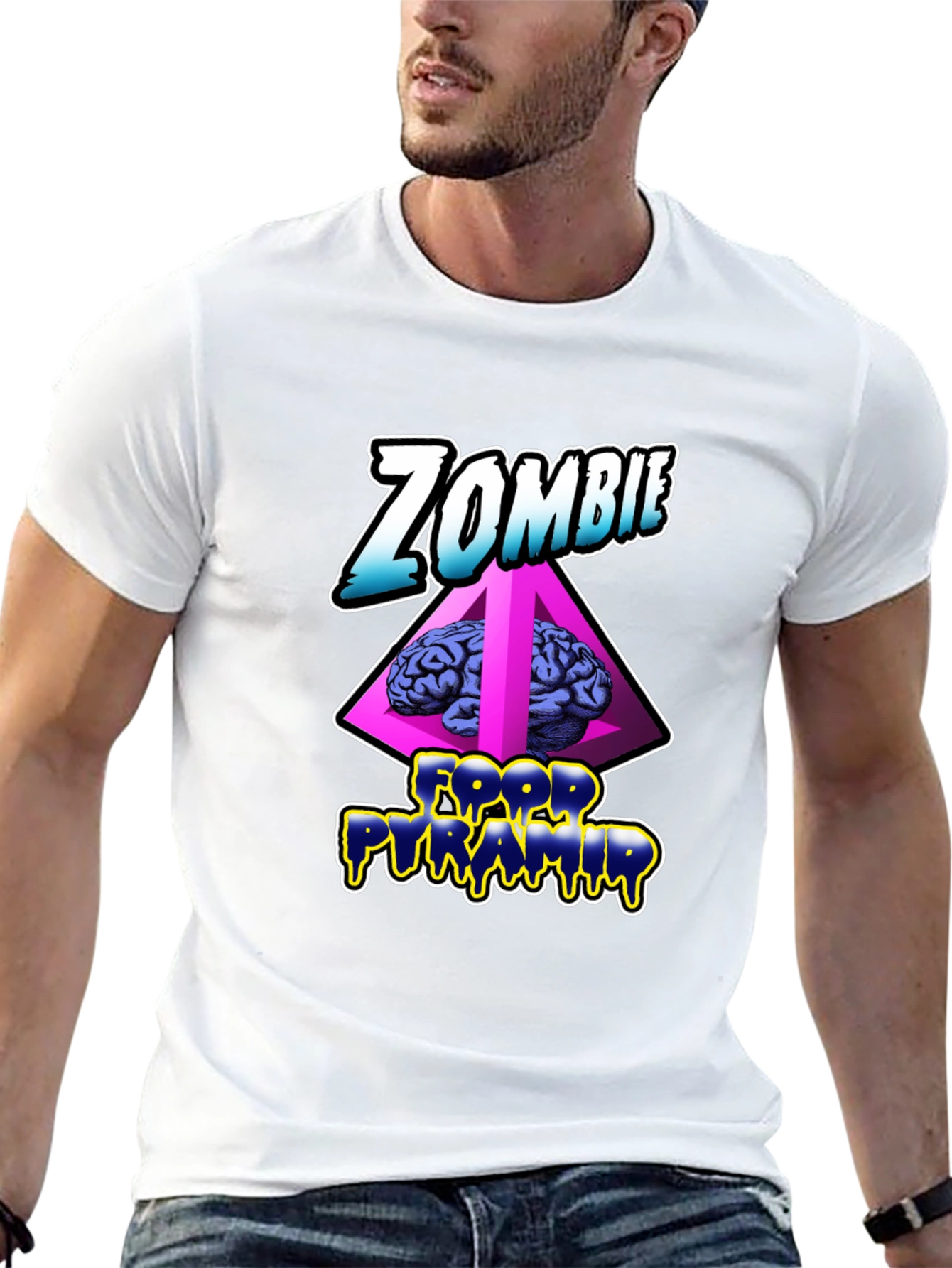 Zombie Food Pyramid Black Graphic Tee