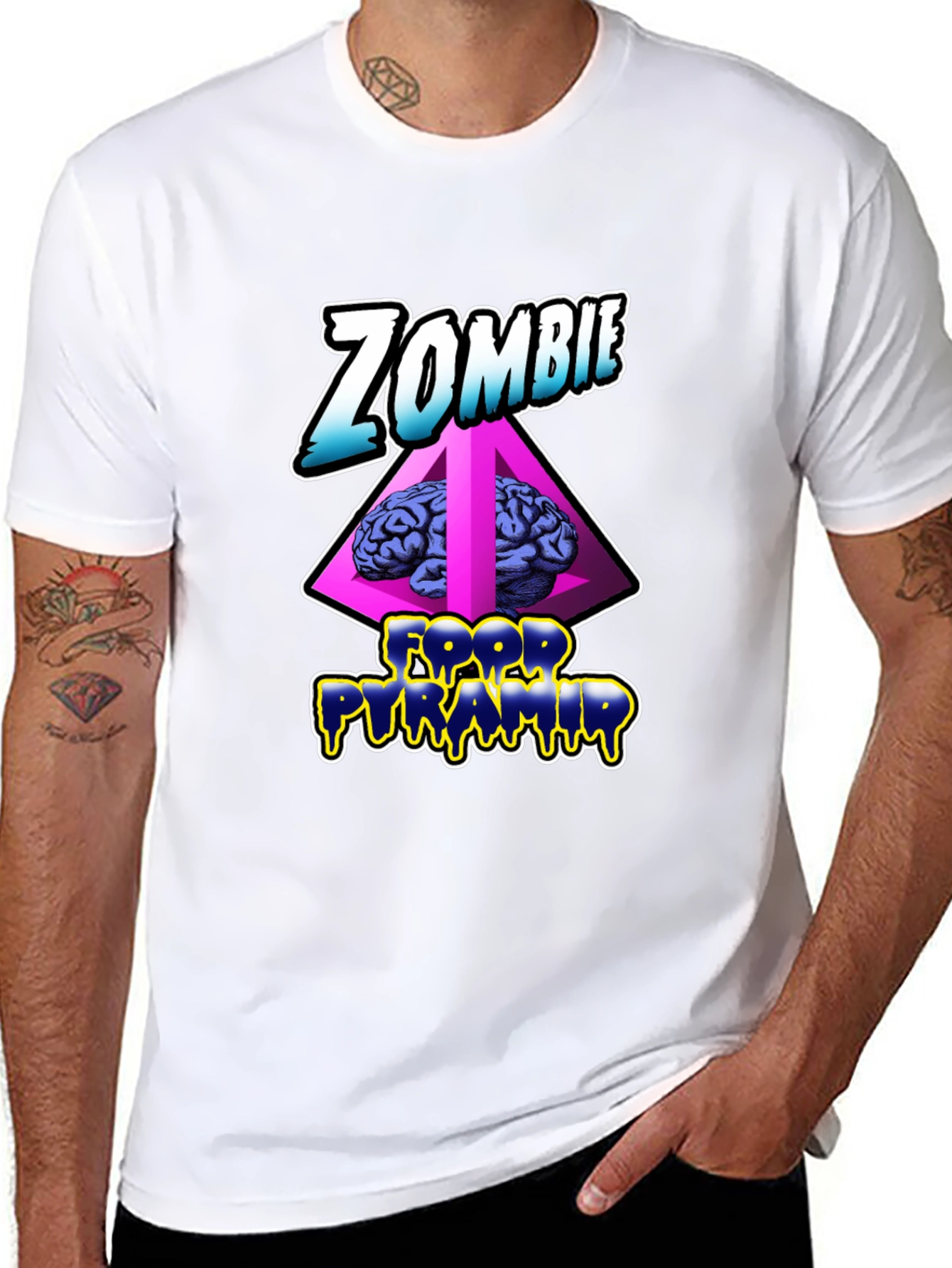 Zombie Food Pyramid Black Graphic Tee