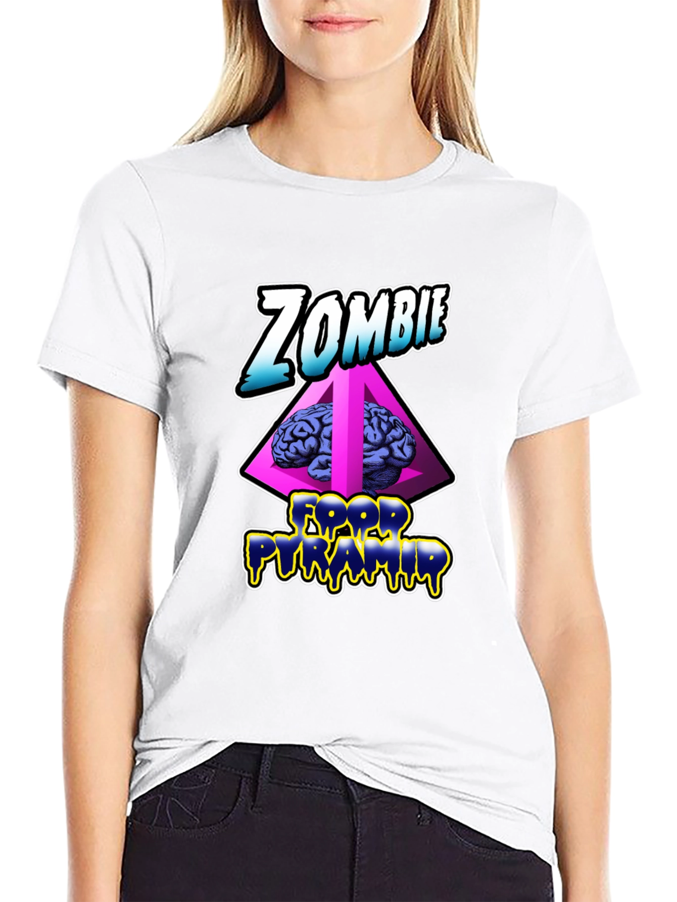 Zombie Food Pyramid Black Graphic Tee