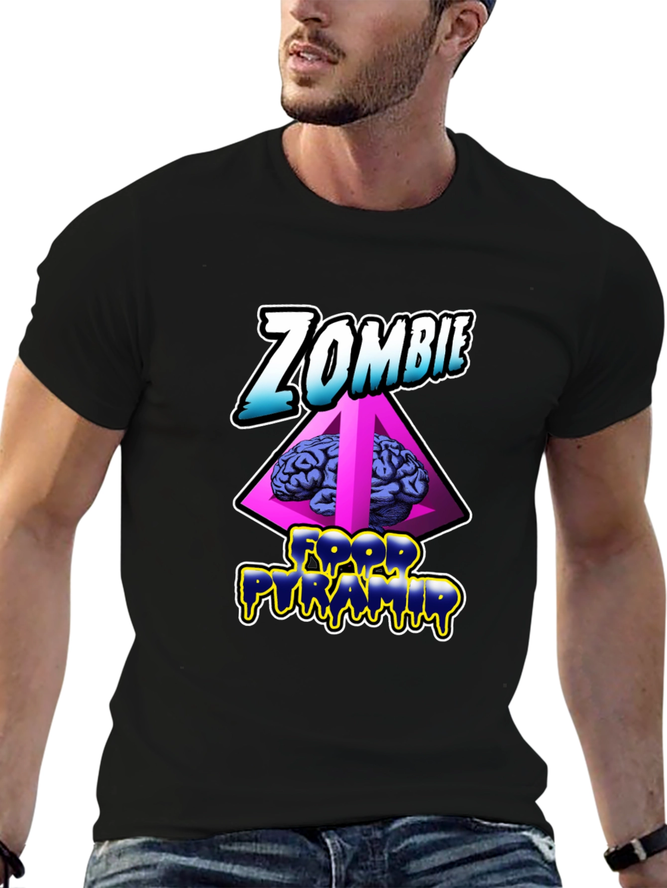 Zombie Food Pyramid Black Graphic Tee