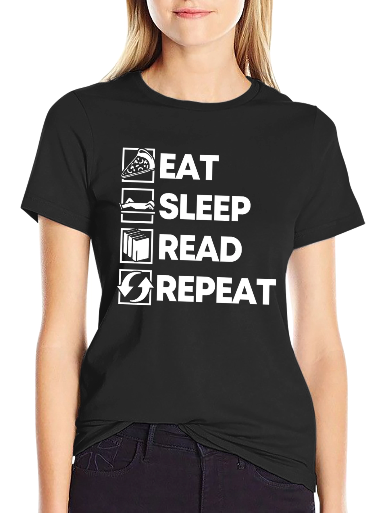 Eat Sleep Read Repeat Funny T-Shirt