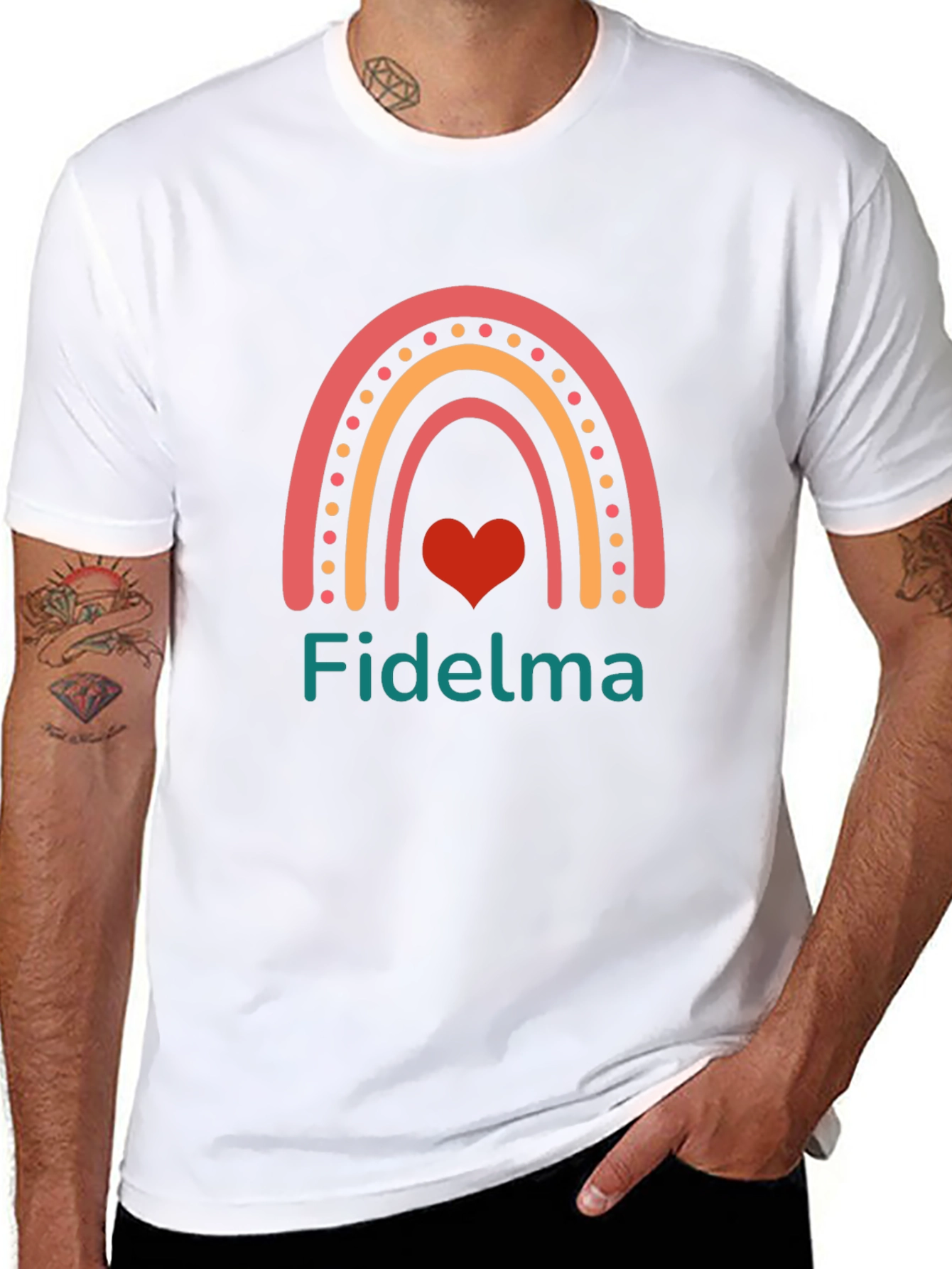 Fidelma Rainbow Heart Personalized T-Shirt
