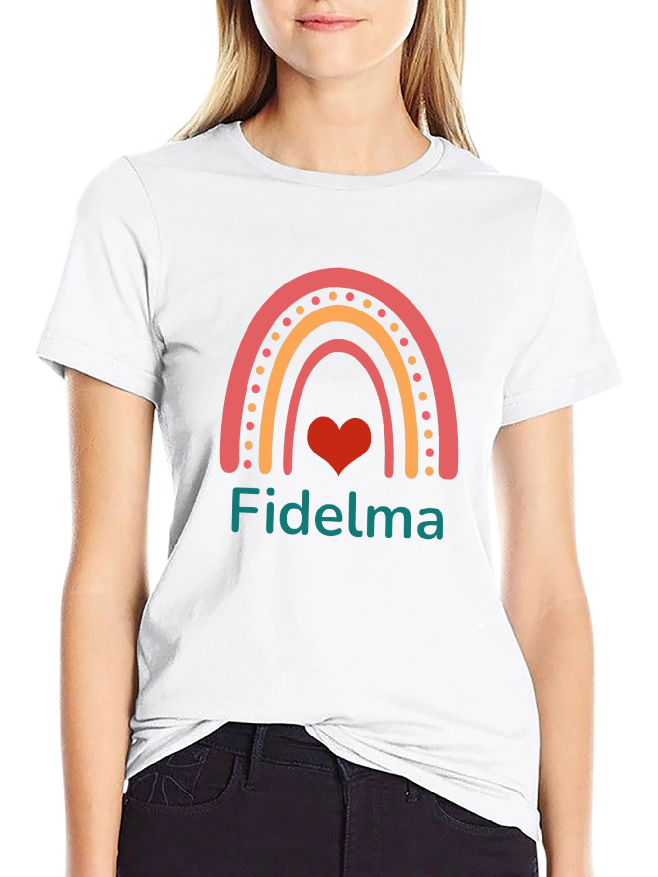 Fidelma Rainbow Heart Personalized T-Shirt