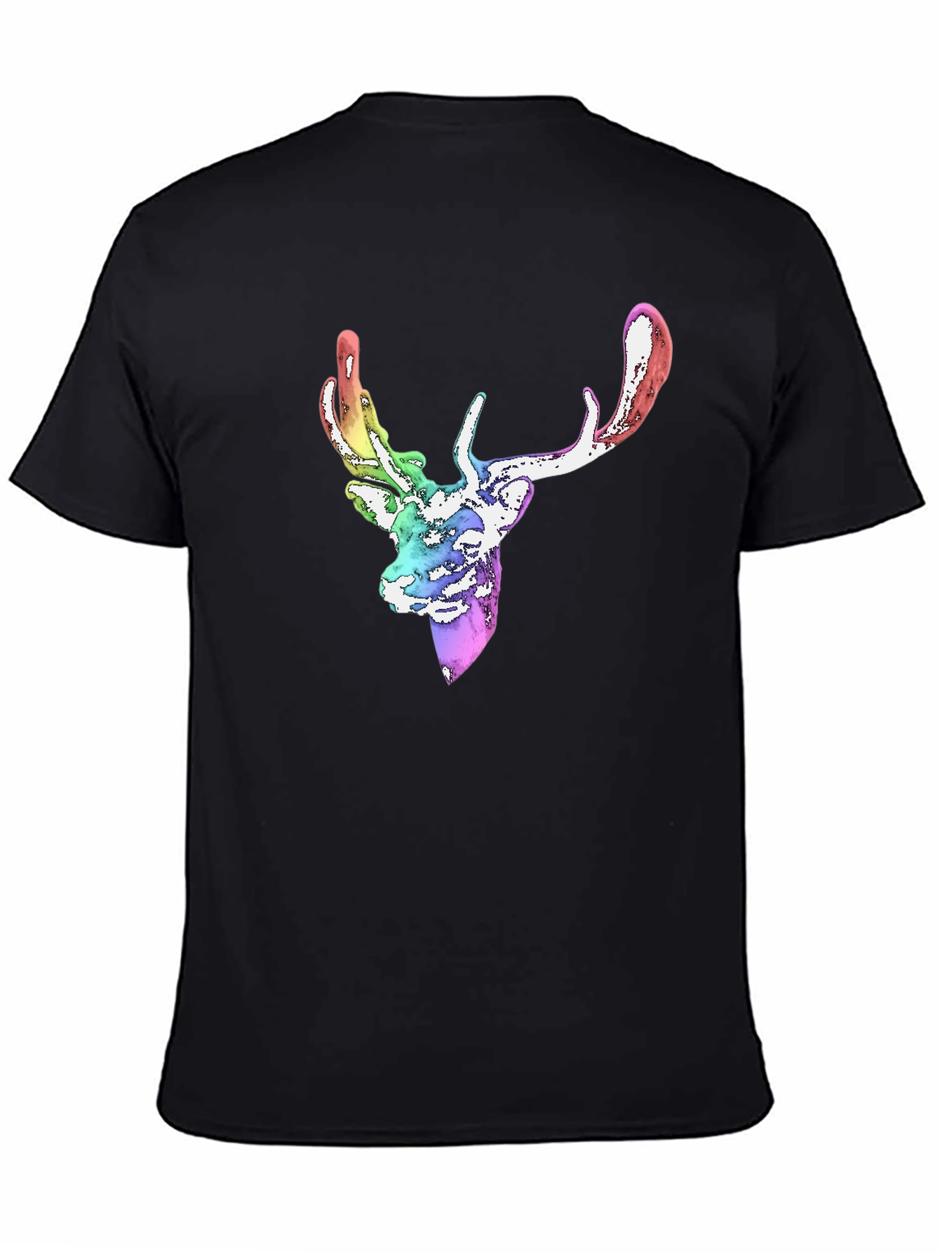 Rainbow Deer Graphic Tee - Mens Black T-Shirt