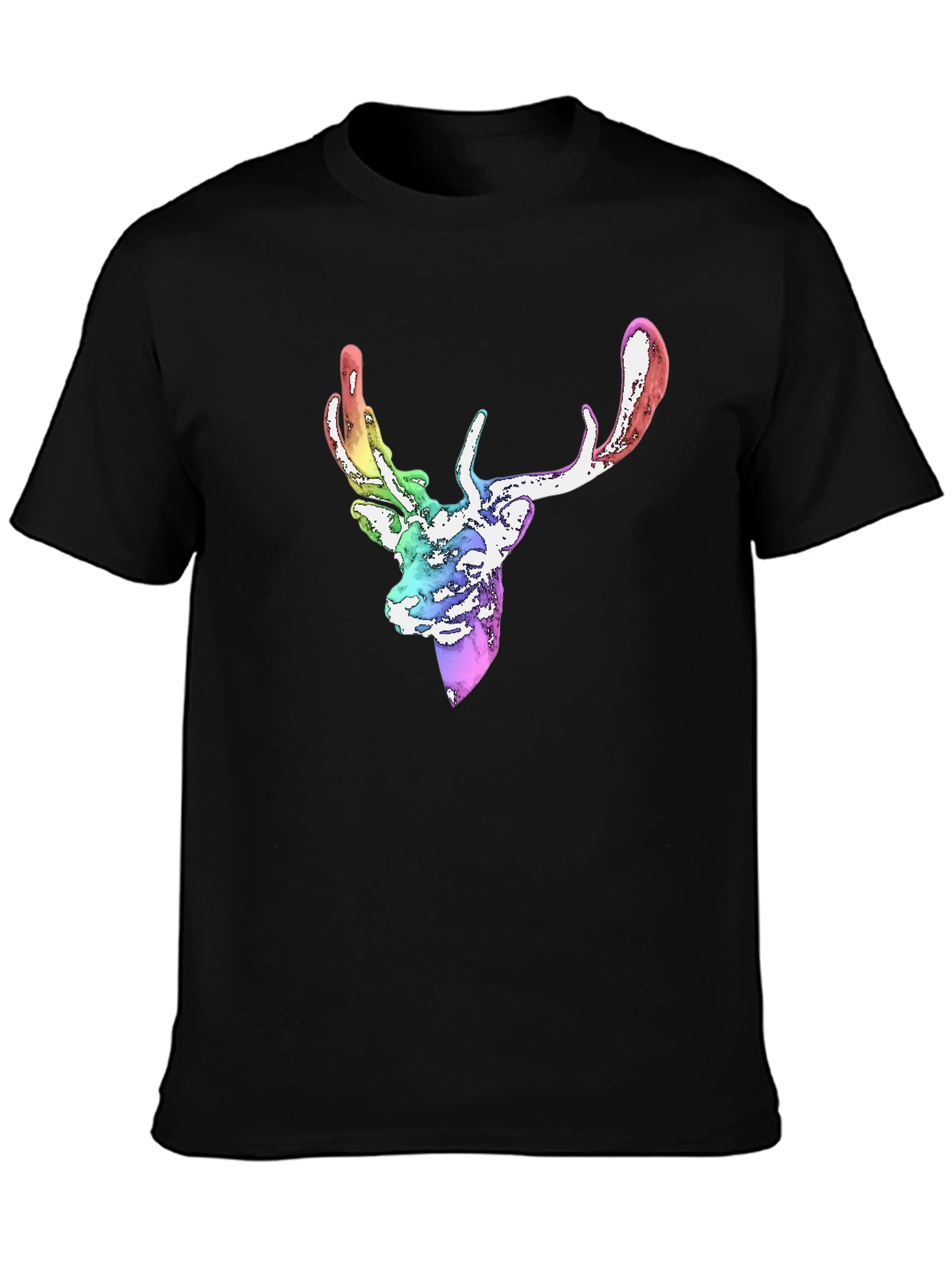 Rainbow Deer Graphic Tee - Mens Black T-Shirt