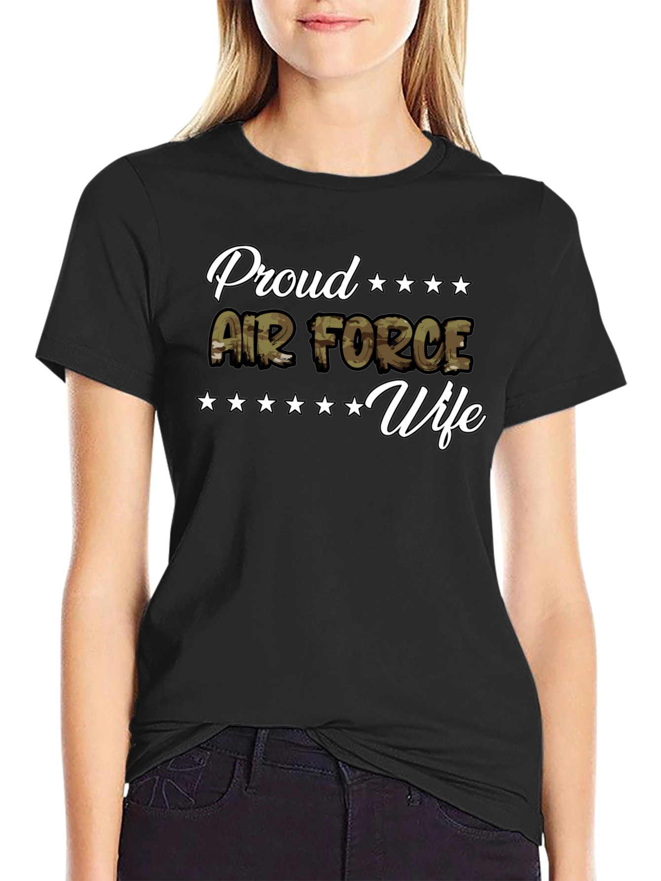 Proud Air Force Wife Black T-Shirt