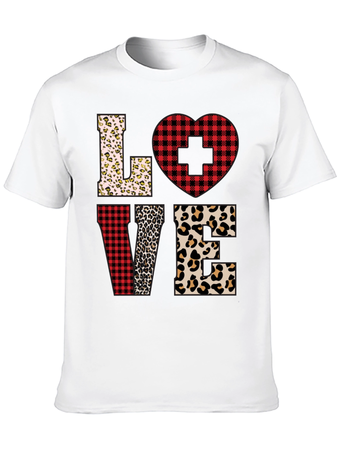 Nurse Love Leopard and Plaid T-Shirt