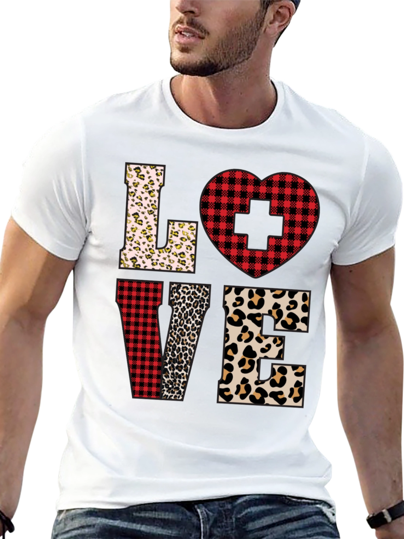 Nurse Love Leopard and Plaid T-Shirt