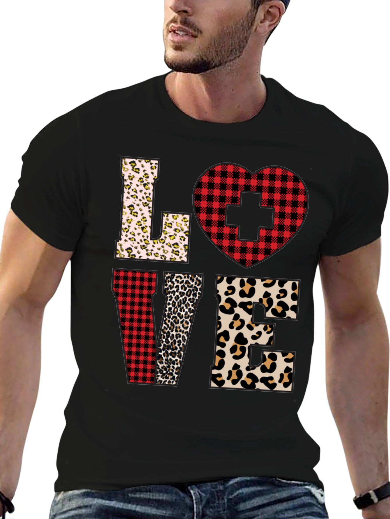 Nurse Love Leopard and Plaid T-Shirt