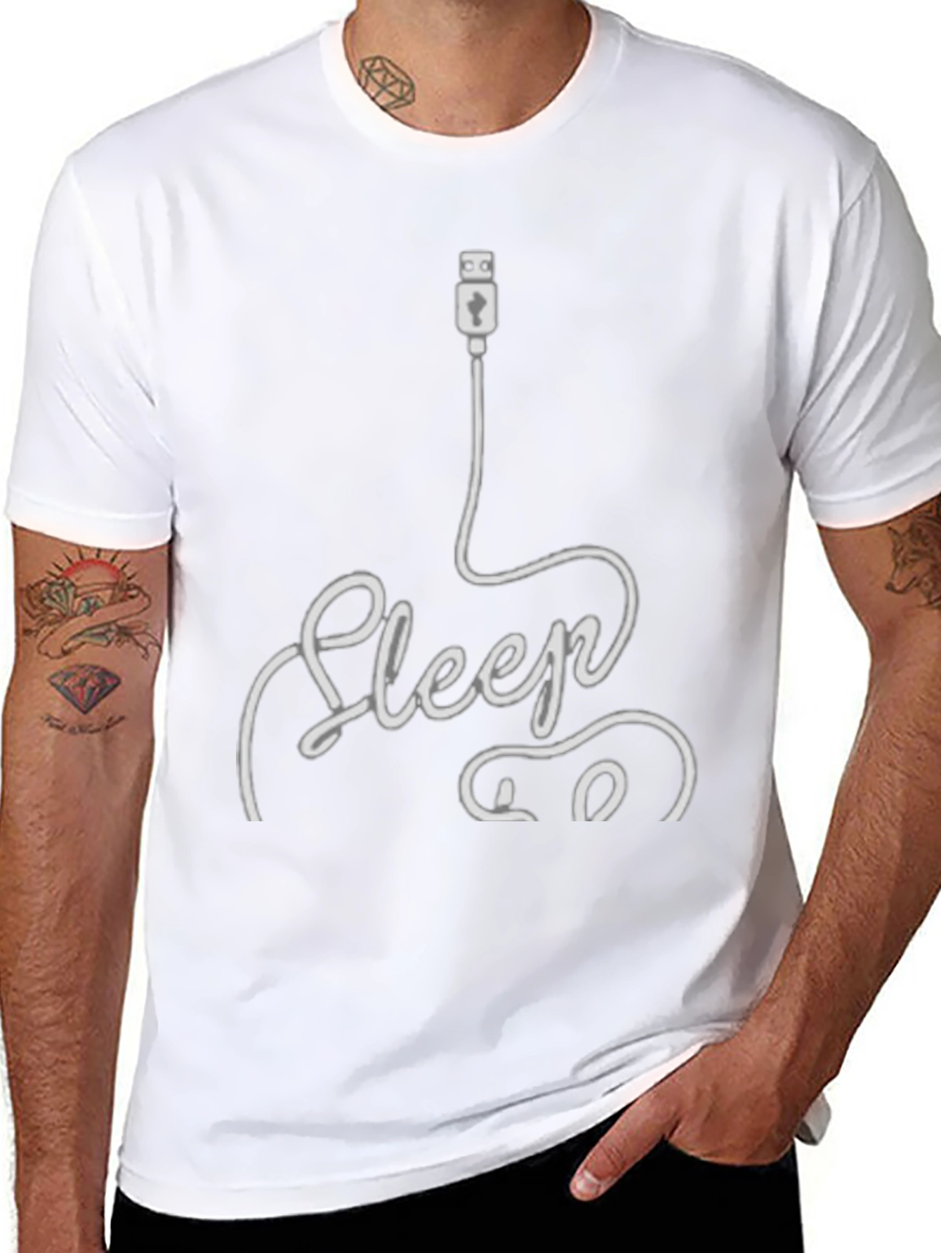 Sleep Mode USB Graphic Print T-Shirt