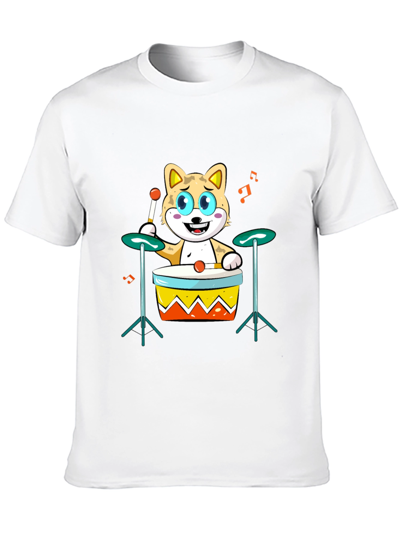Cartoon Cat Drummer T-Shirt - Cool Music Lover Tee