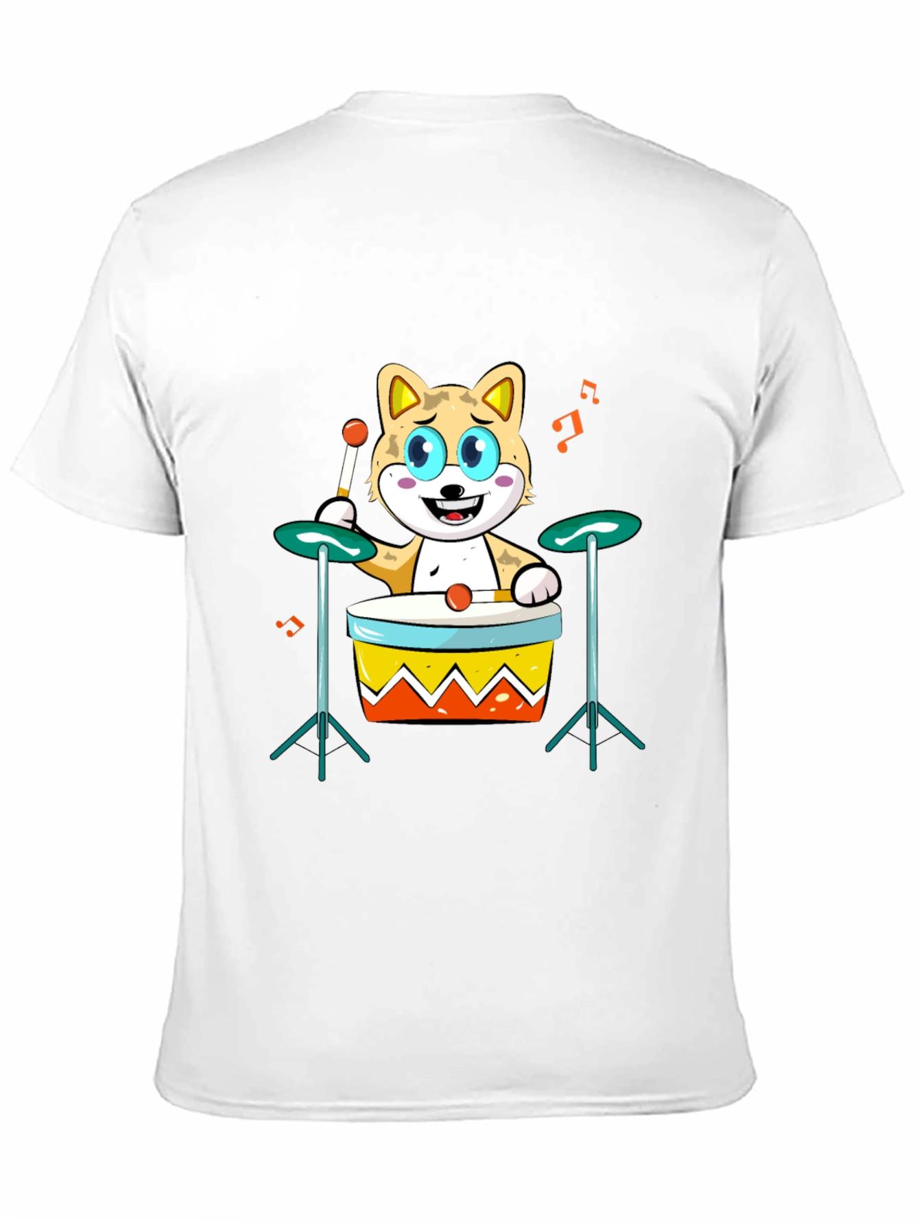 Cartoon Cat Drummer T-Shirt - Cool Music Lover Tee