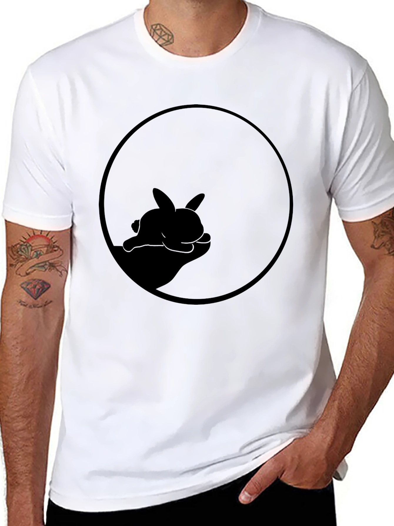 Black Rabbit Circle Graphic Tee
