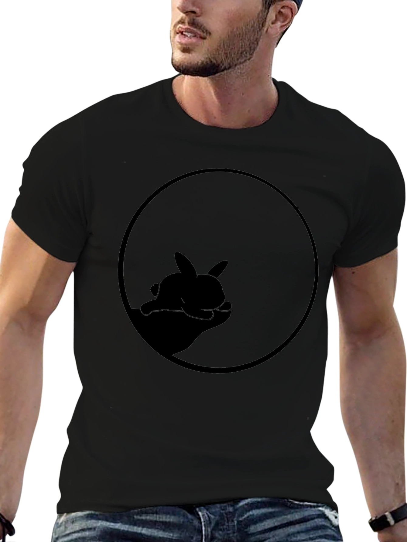 Black Rabbit Circle Graphic Tee