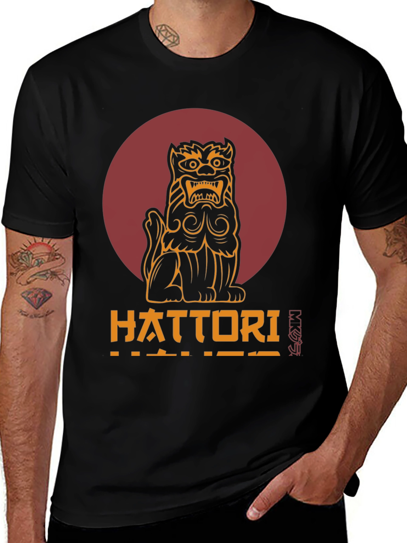 Hattori Japanese Warrior Lion Graphic T-Shirt