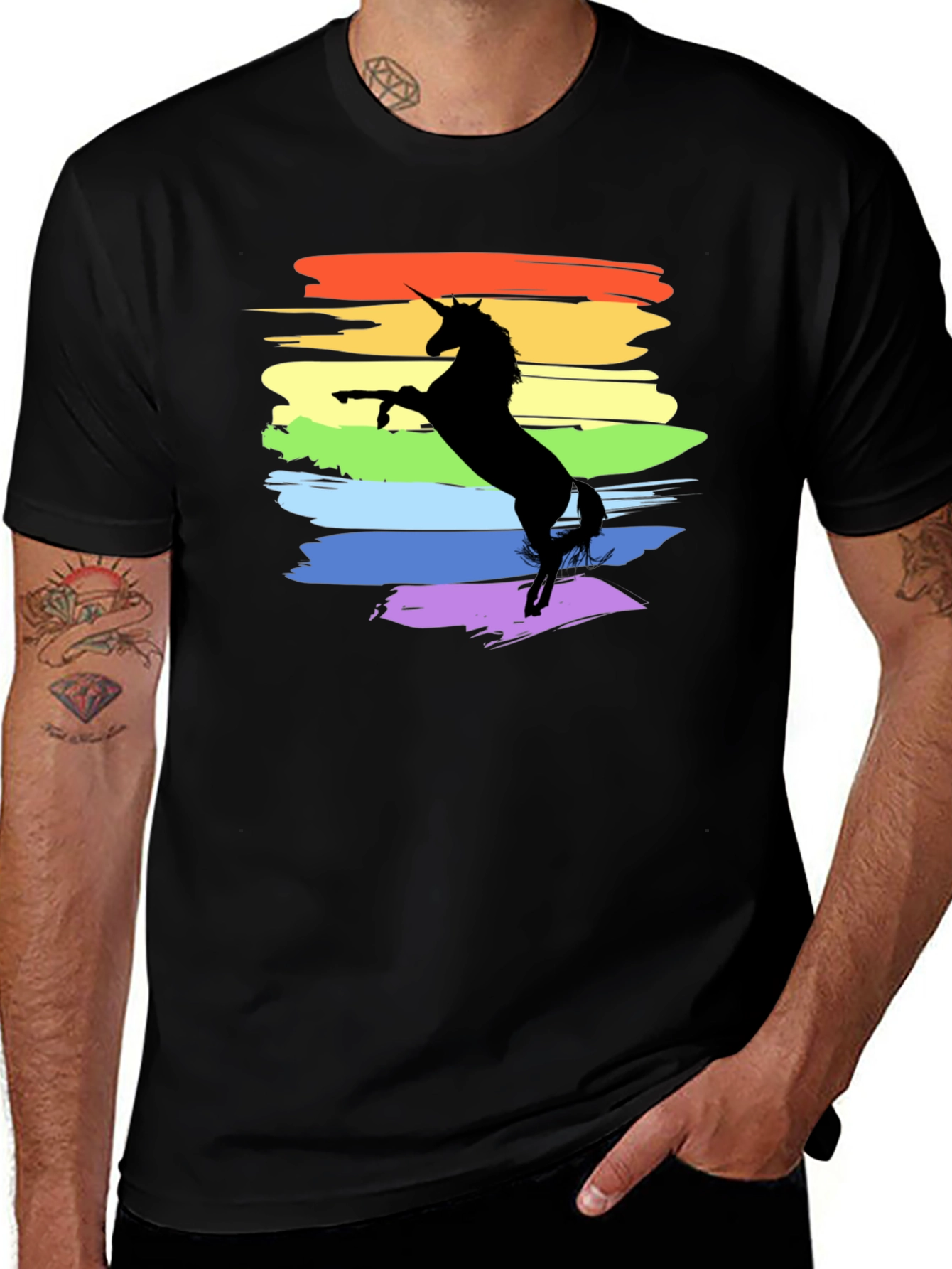 Unicorn Rainbow Pride T-Shirt - Black