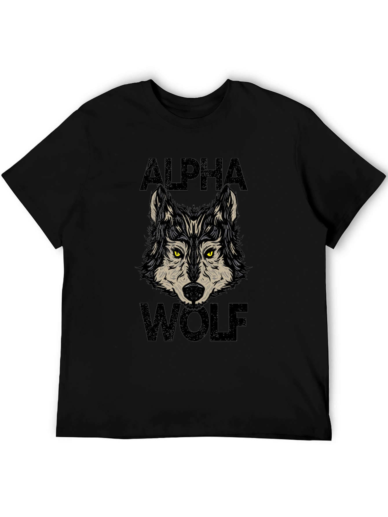 Alpha Wolf Graphic Print Black T-Shirt