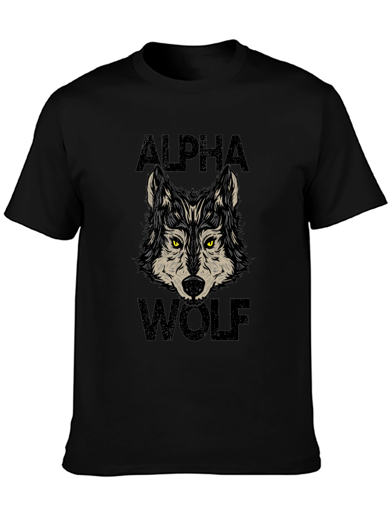 Alpha Wolf Graphic Print Black T-Shirt