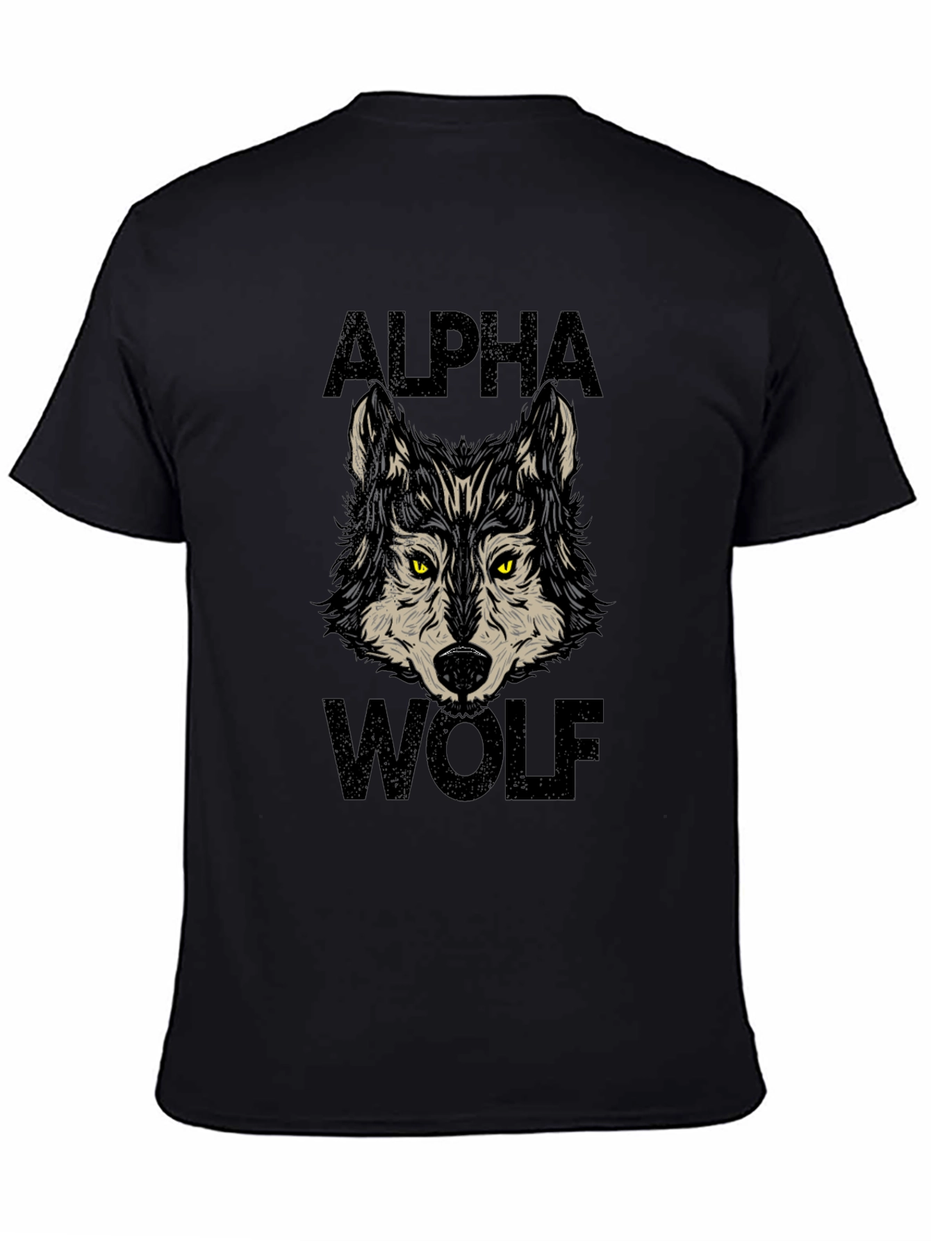 Alpha Wolf Graphic Print Black T-Shirt
