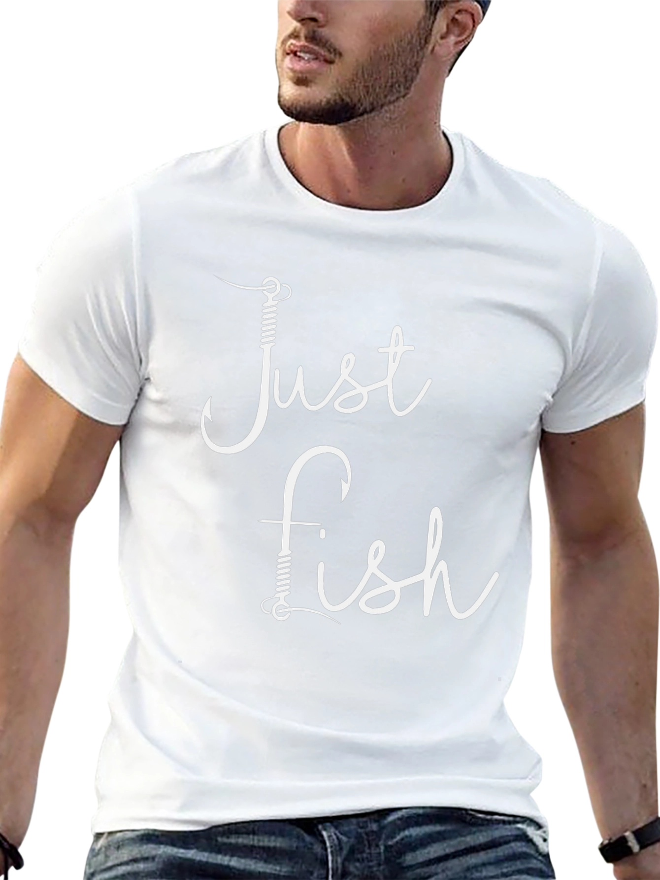 Just Fish Tee - Fishing Hook Design T-Shirt