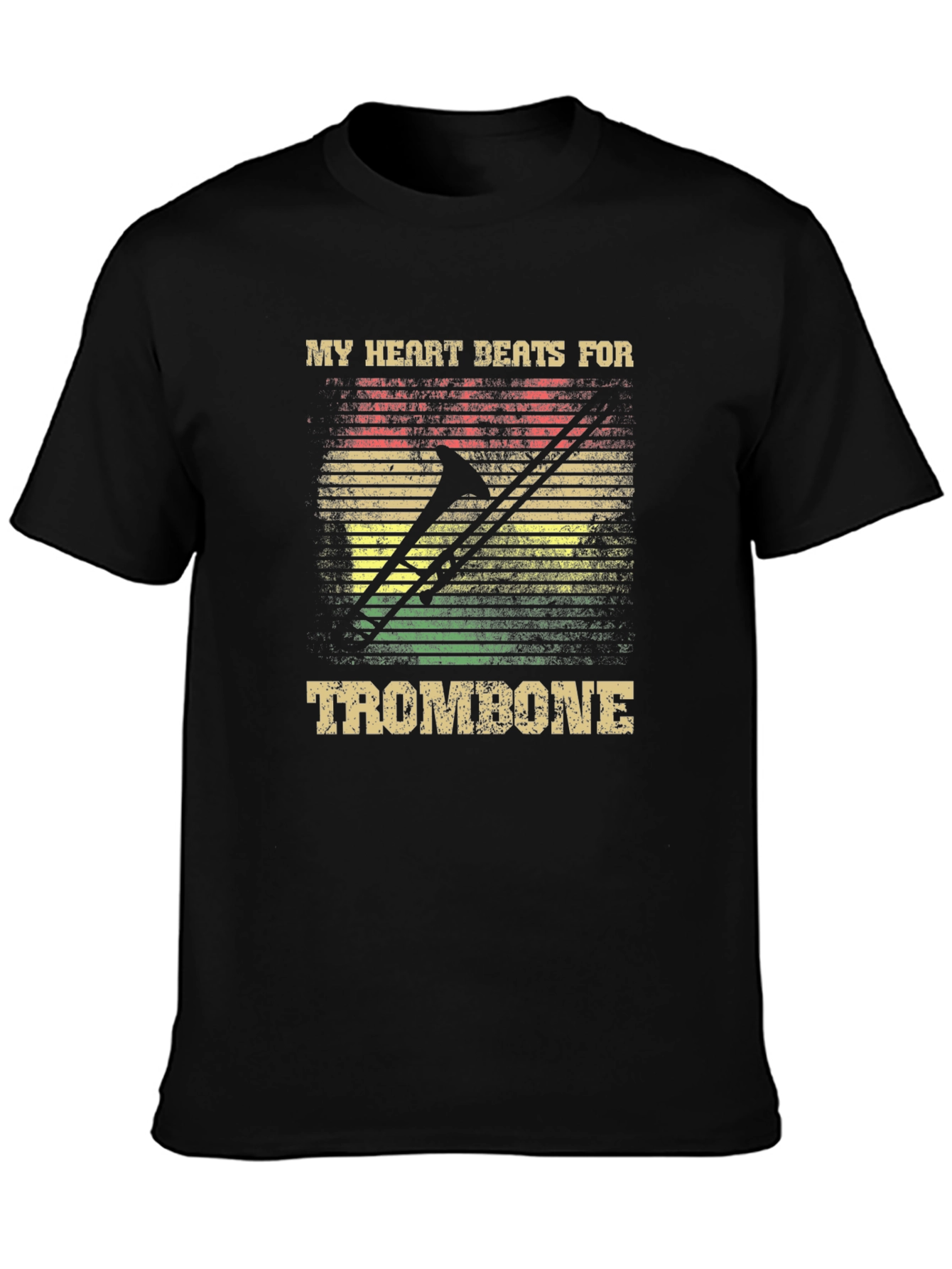 My Heart Beats for Trombone Black T-Shirt