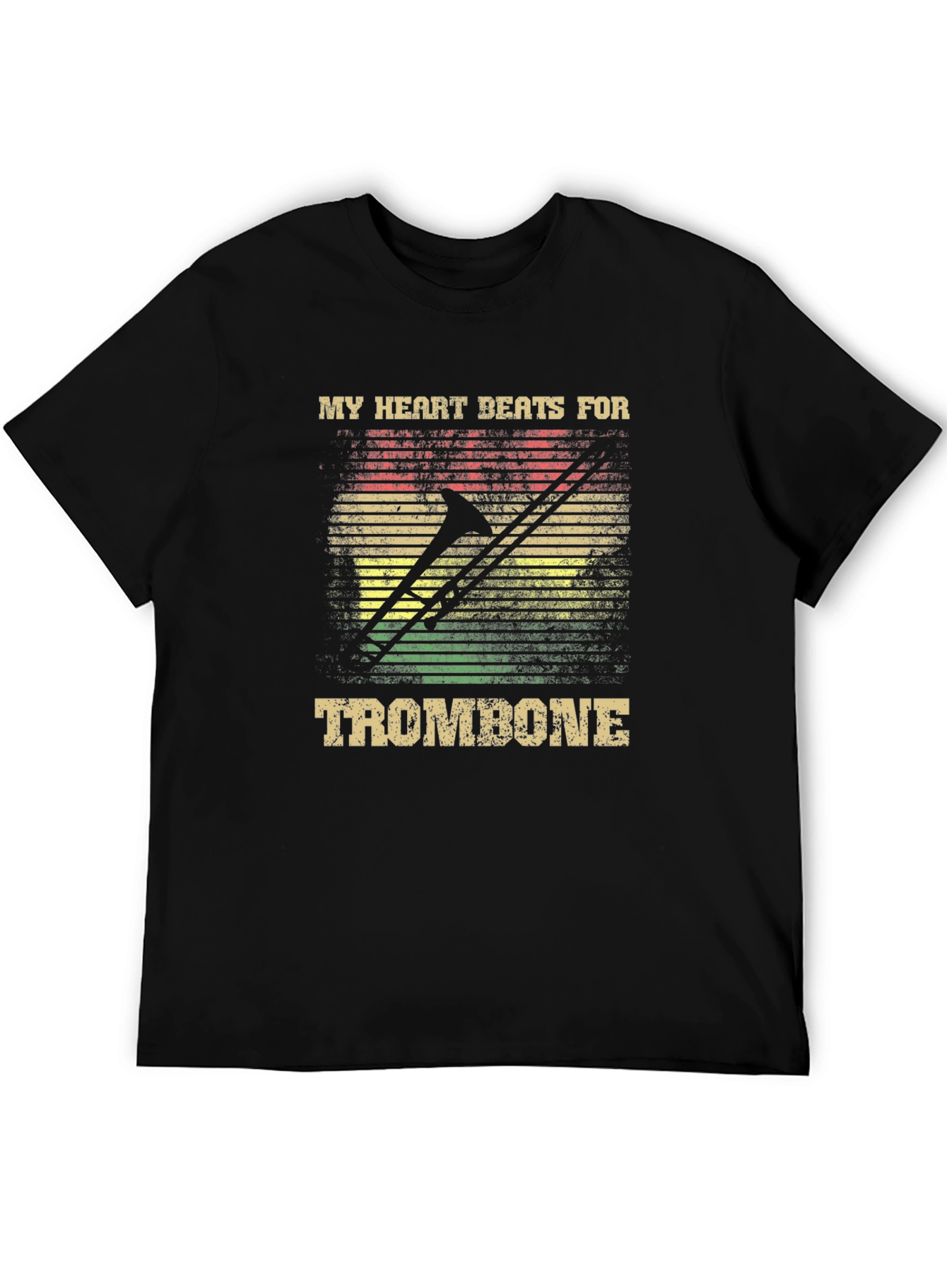My Heart Beats for Trombone Black T-Shirt