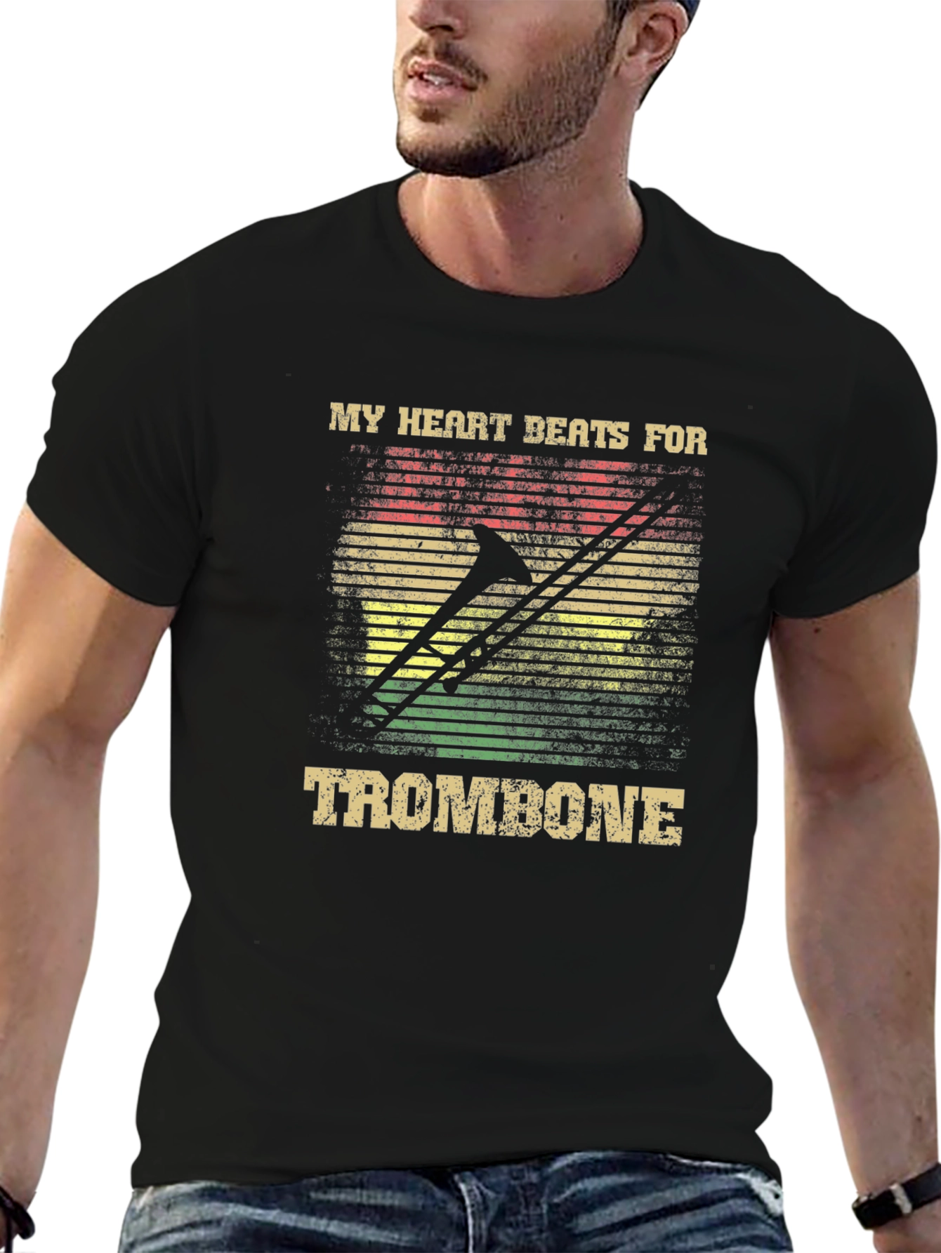 My Heart Beats for Trombone Black T-Shirt