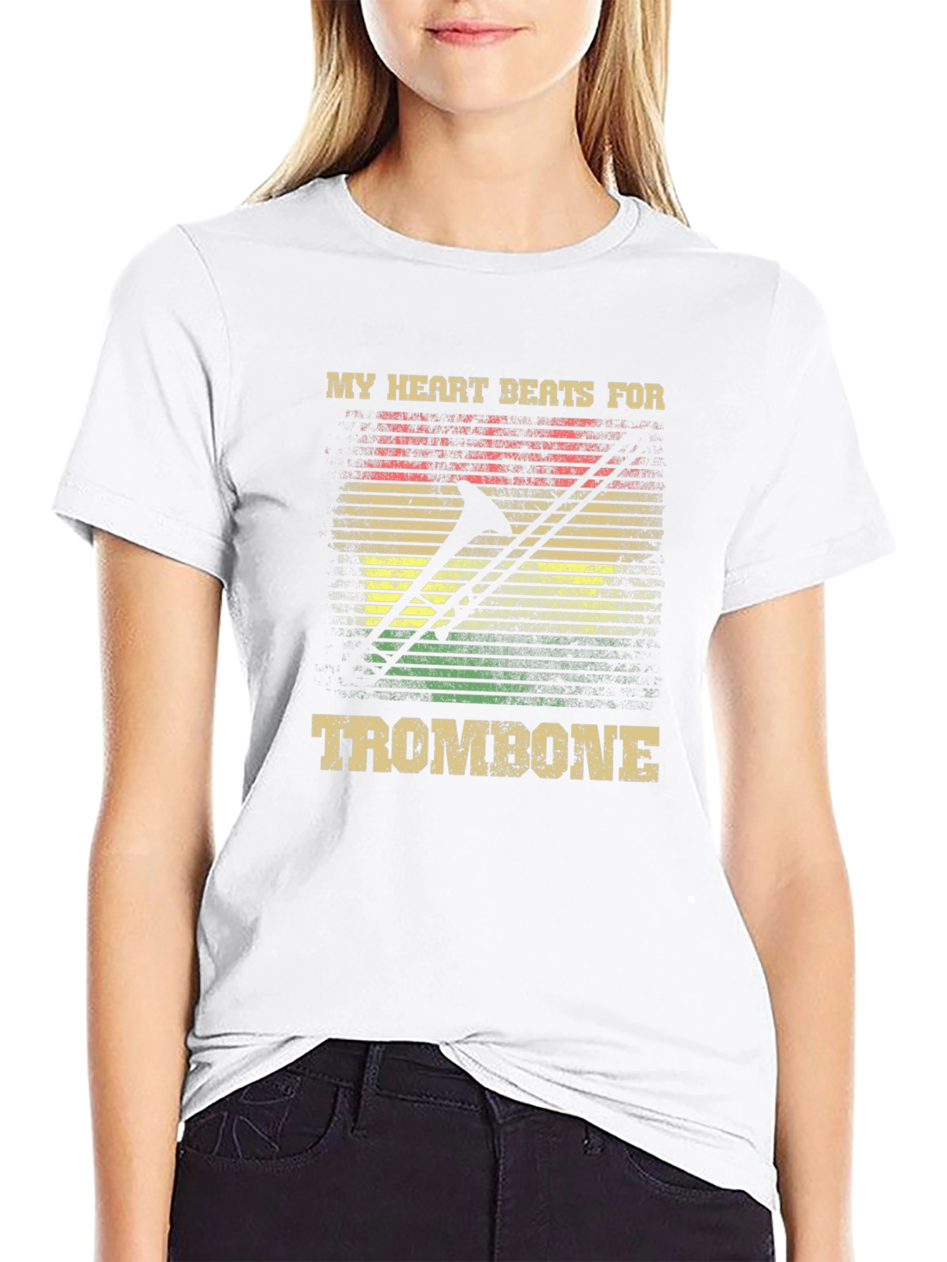 My Heart Beats for Trombone Black T-Shirt