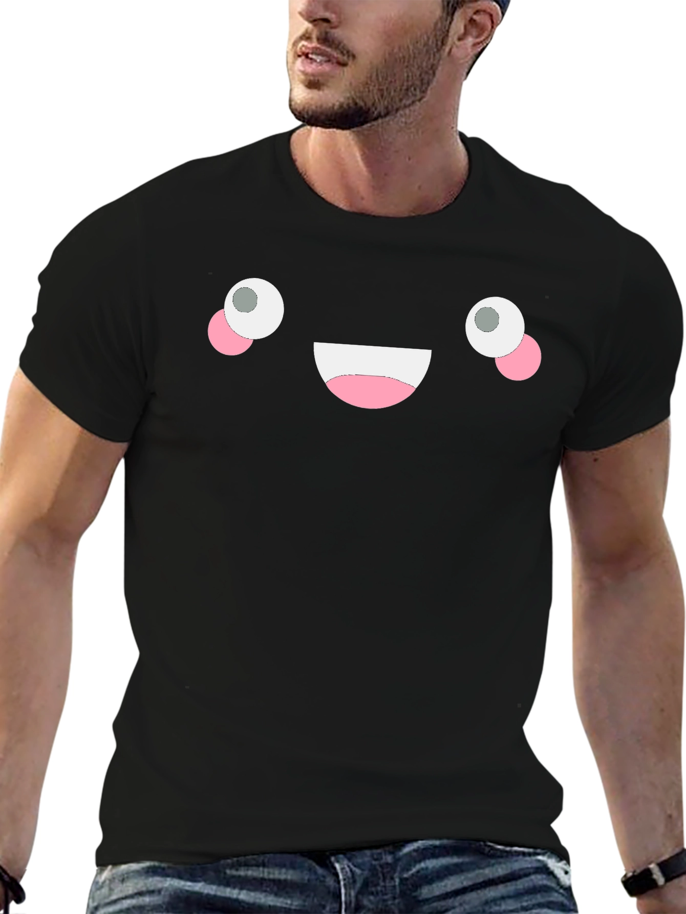Happy Face Black T-Shirt - Fun Graphic Tee