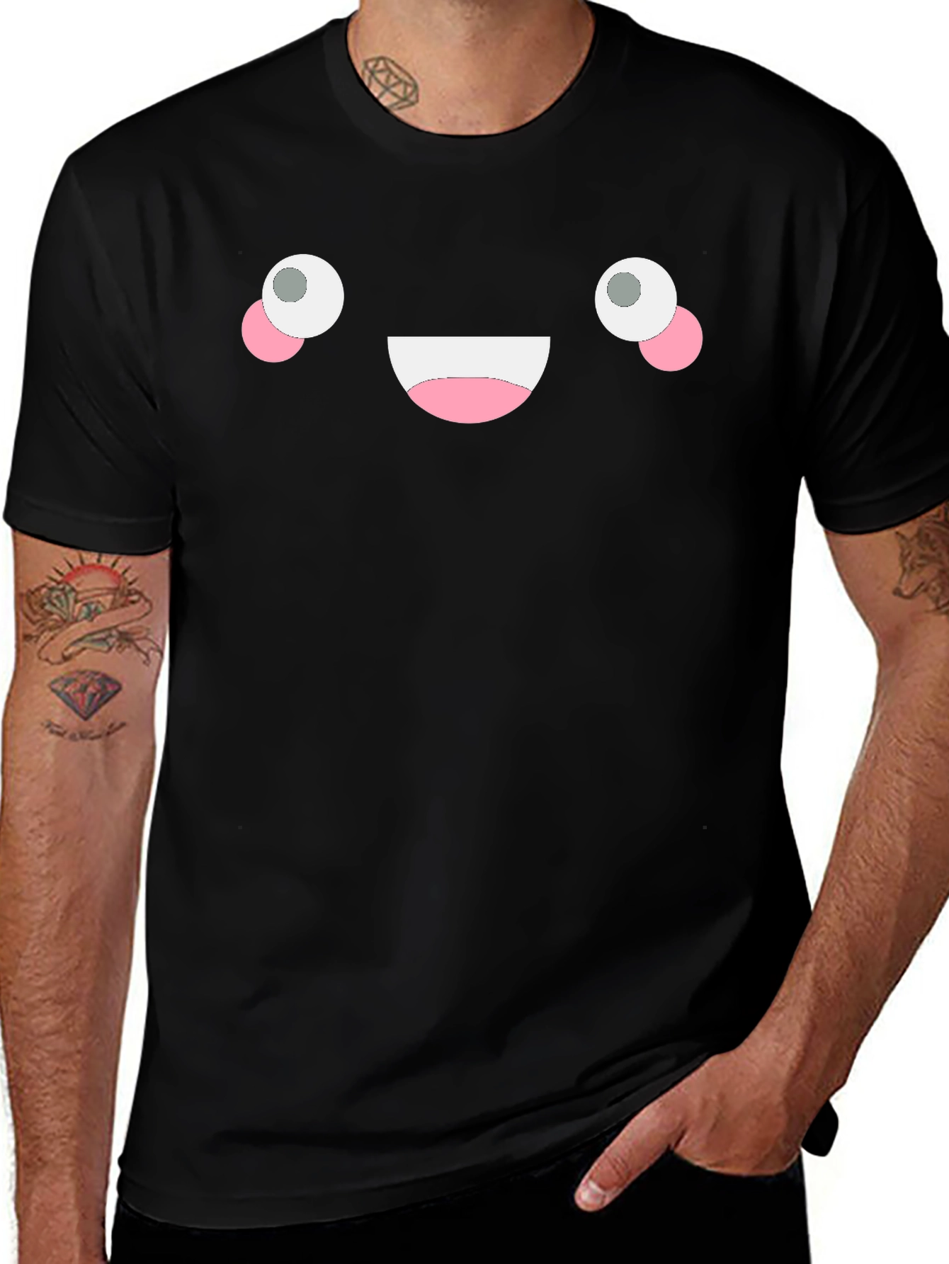 Happy Face Black T-Shirt - Fun Graphic Tee