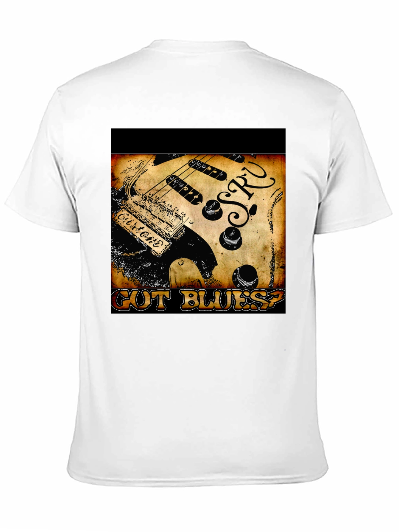 Guitar Cut Blues? Graphic Print Black T-Shirt