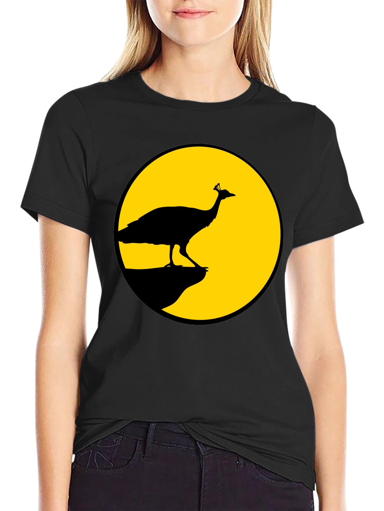 Peacock Silhouette T-Shirt - Black