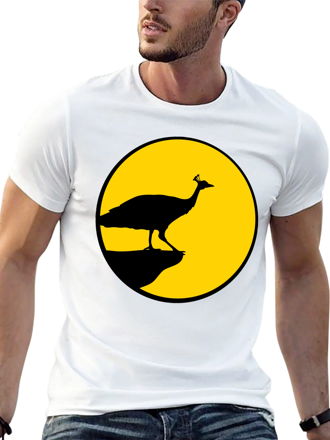 Peacock Silhouette T-Shirt - Black