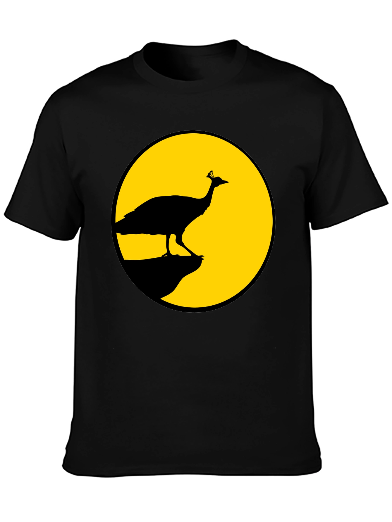 Peacock Silhouette T-Shirt - Black