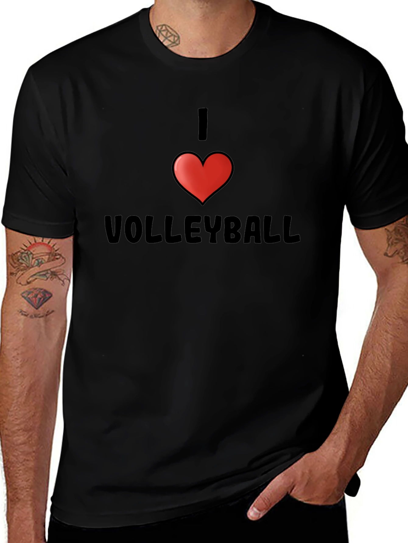 I Heart Volleyball T-Shirt - Black Short Sleeve