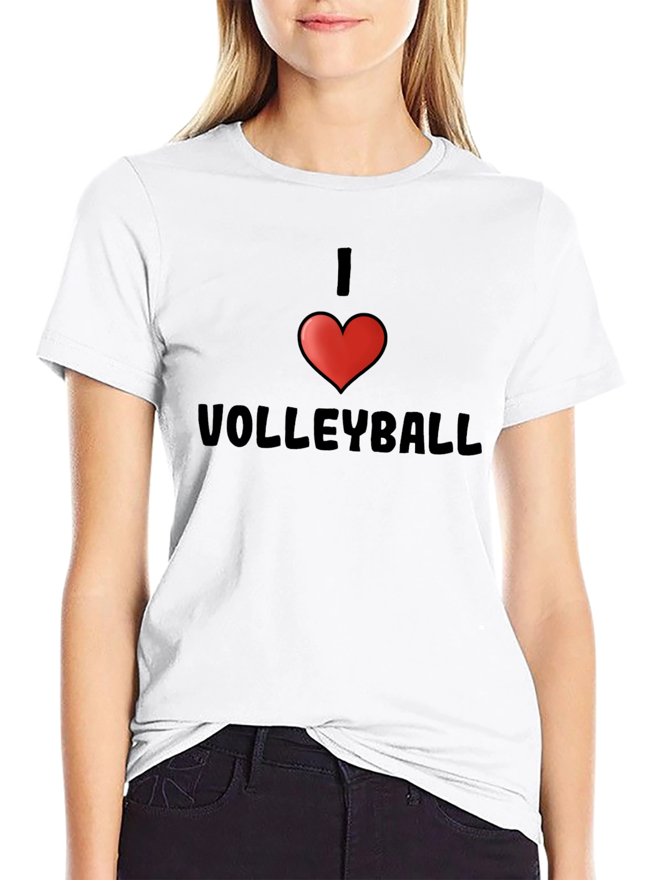 I Heart Volleyball T-Shirt - Black Short Sleeve