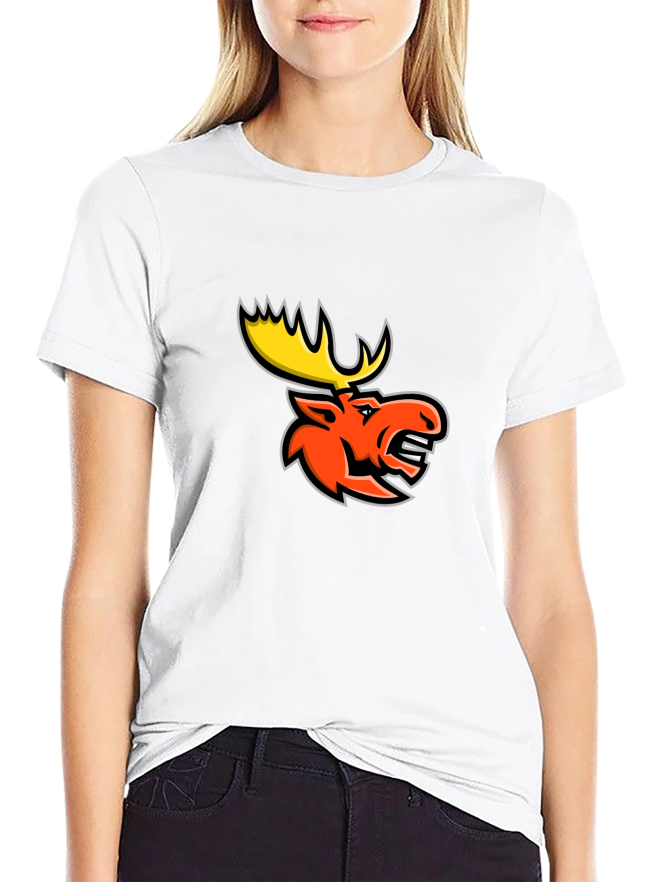 Black T-Shirt with Moose Graphic
