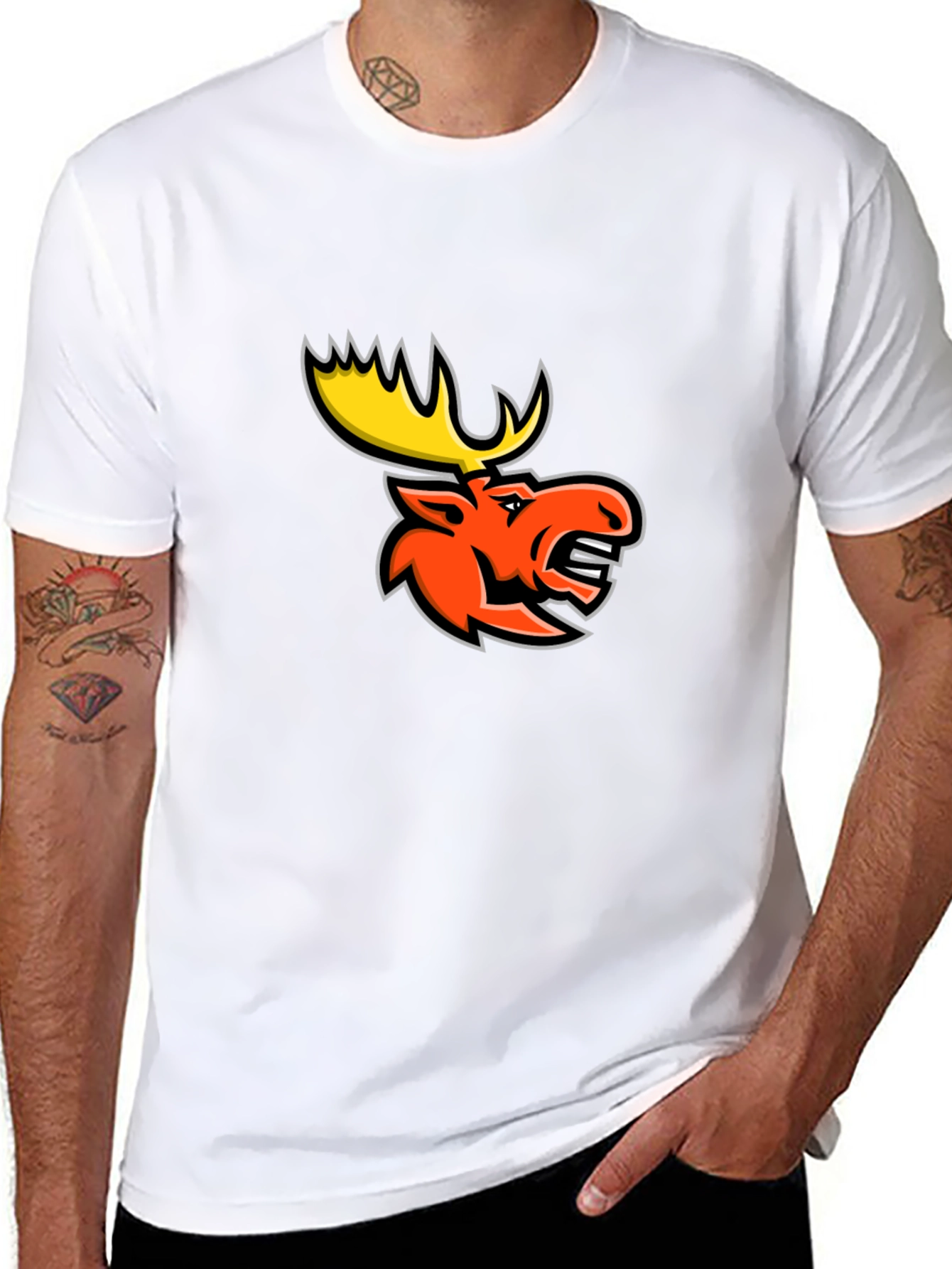 Black T-Shirt with Moose Graphic