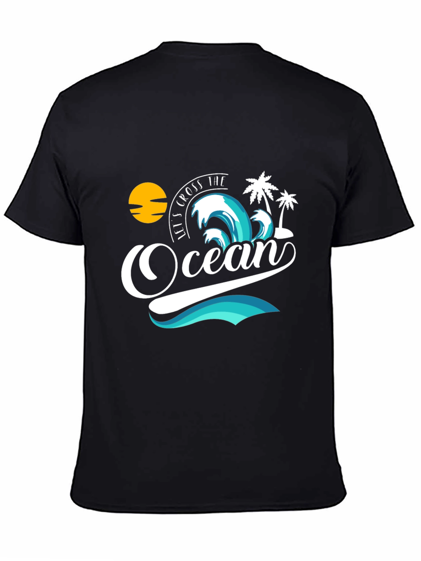 Ocean Graphic Print Black Tee