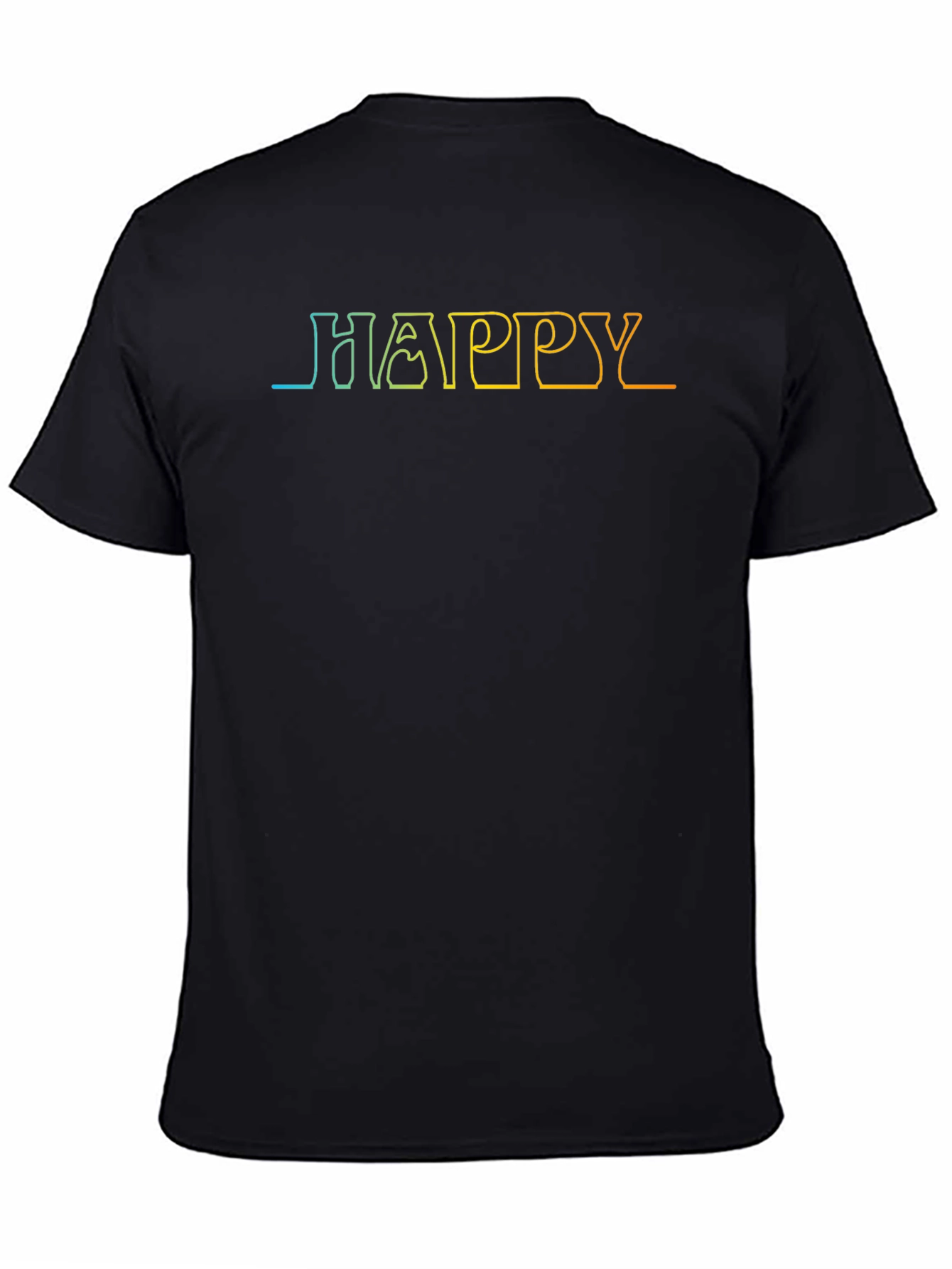 Happy Gradient Outline Black T-Shirt