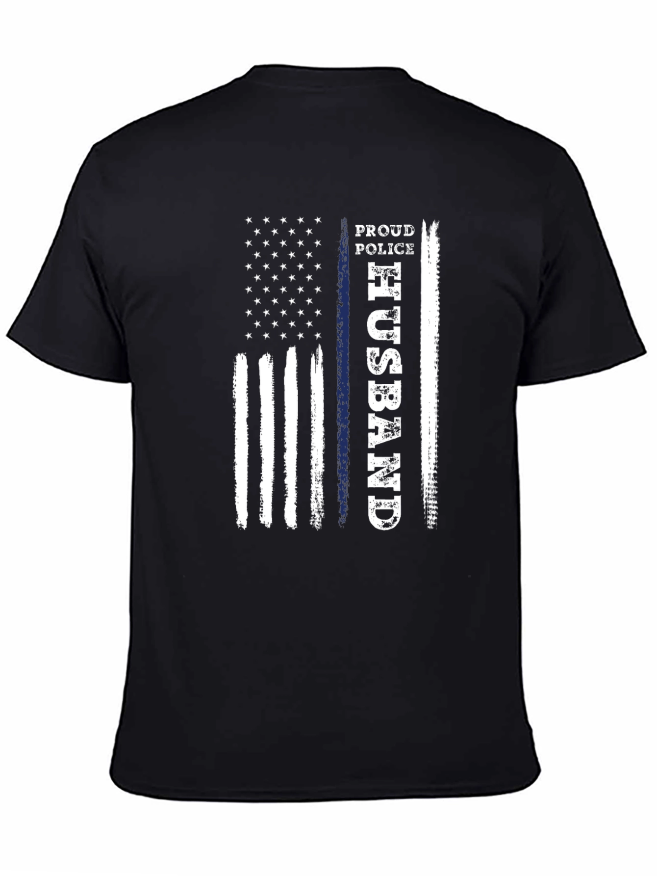 Proud Police Husband American Flag Graphic T-Shirt