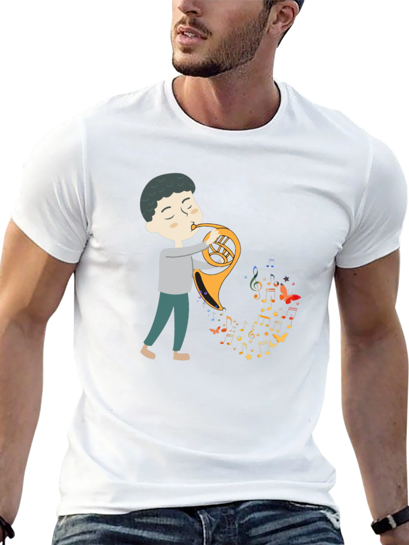 Musical Horn Player Graphic Tee