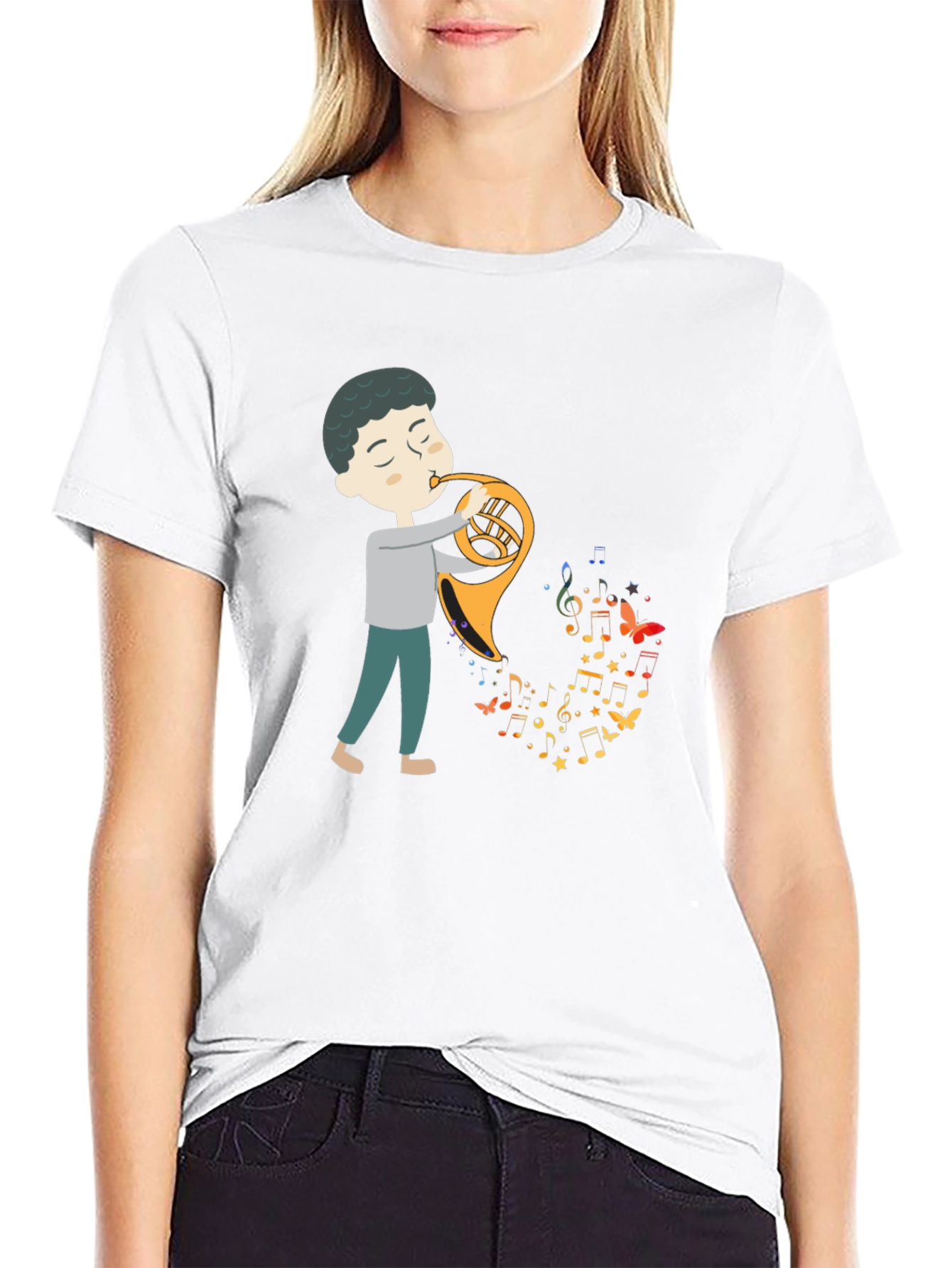 Musical Horn Player Graphic Tee