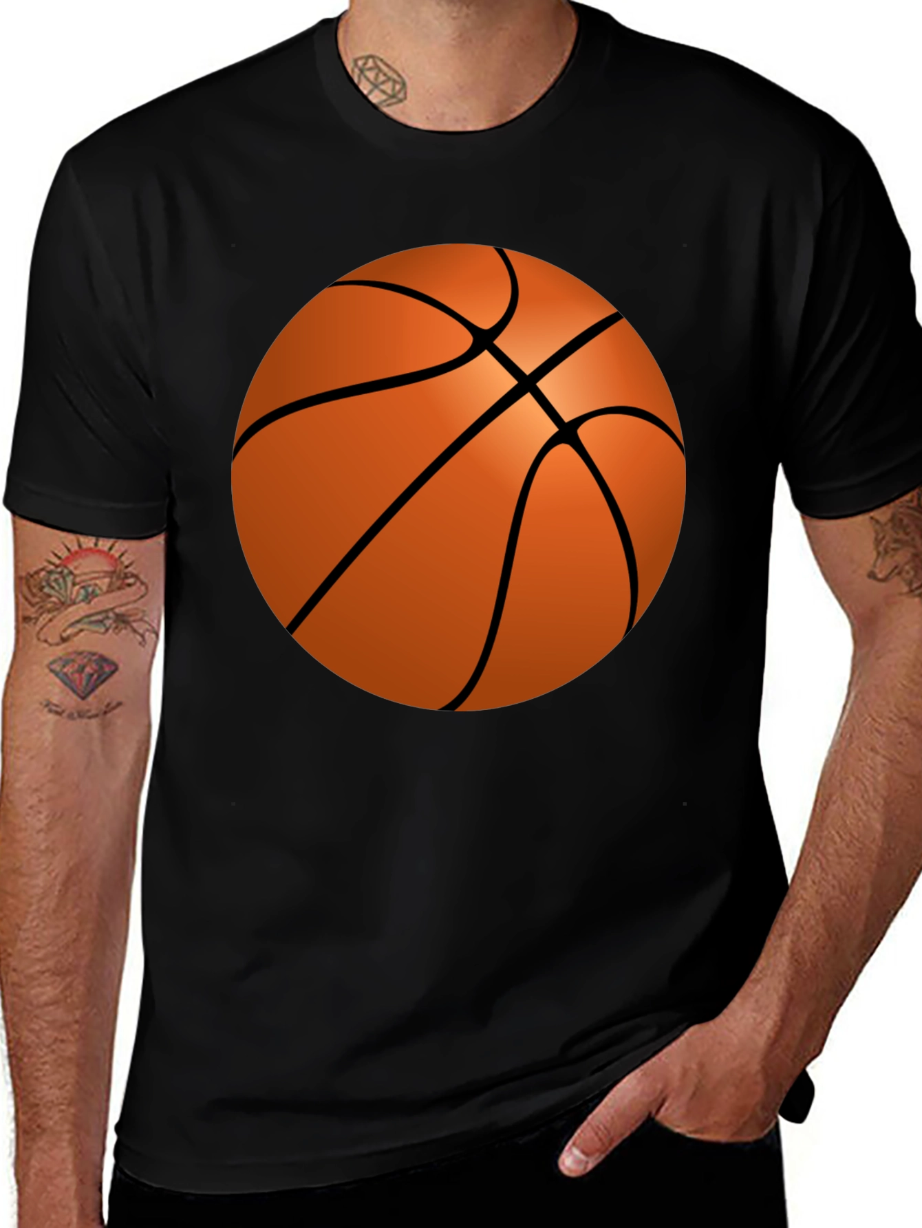 Basketball Graphic Tee - Casual Mens Black T-Shirt